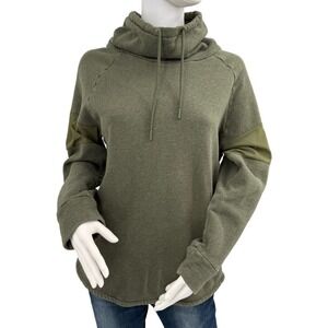 GYMSHARK Medium Hoodie Olive Green Funnel Neck Mesh Patch Athleisure Gorpcore